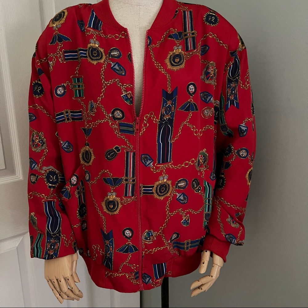 Alfred Dunner Vintage Silky Polyester Zip Up Jacket Shoulder Pads Size 18 - Picture 2 of 16